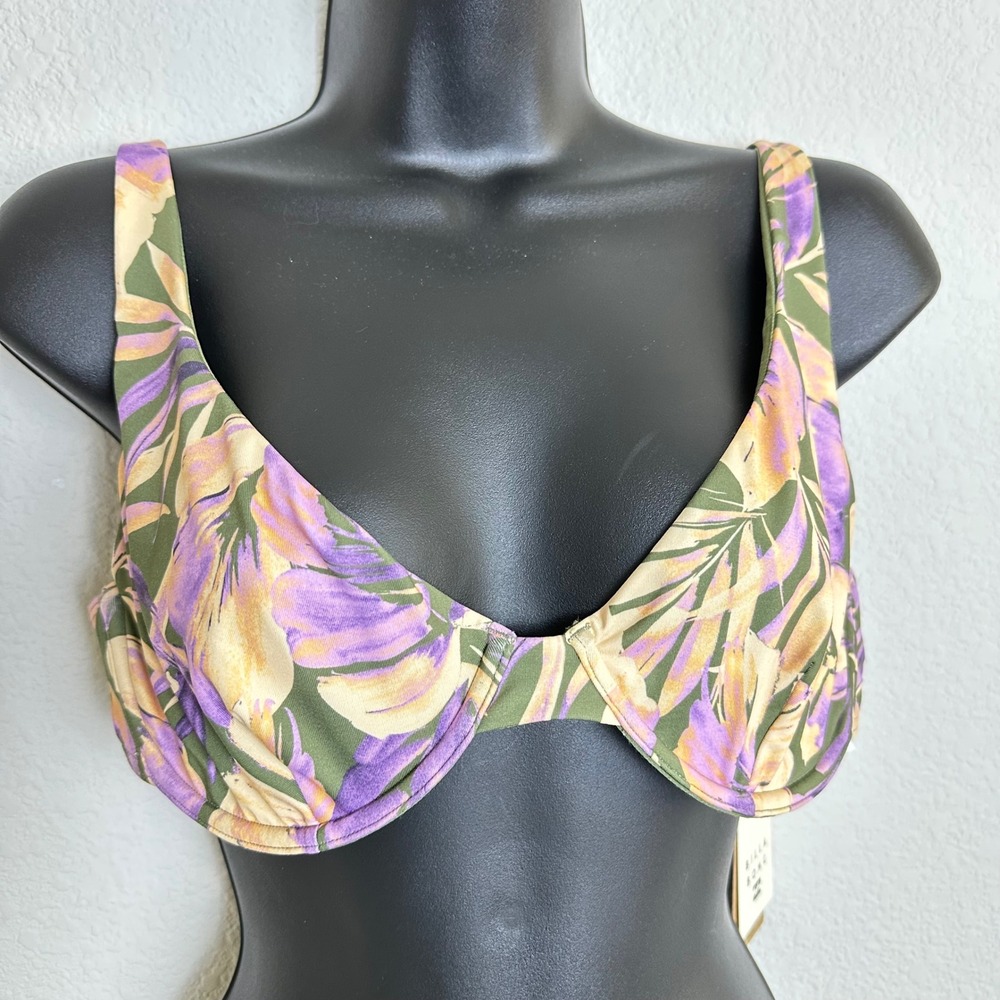 Billabong Drifting Coast‎ Ruby Underwire Bikini Top Floral Olive GNRO XXL NEW